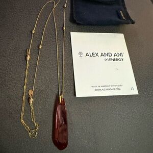 Alex and Ani Gold Necklace with Deep Red Pendant